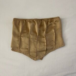 Cropped gold corset with tie back